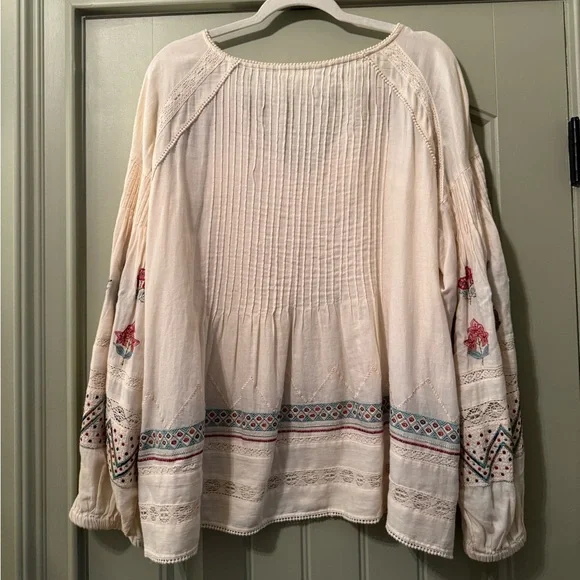 Anthropologie Women’s Ivory Boho Embroidered Blouse Top Size XL Like New! - Picture 6 of 10
